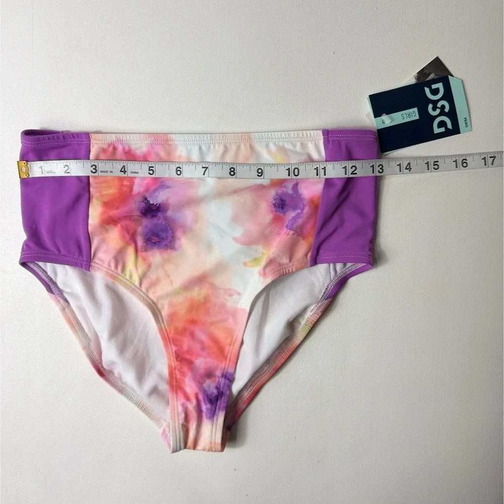 Lot of 2 DSG Girls XL 16 Swim Bottoms Blue Shorts Floral High Waist DSG7066 NWT